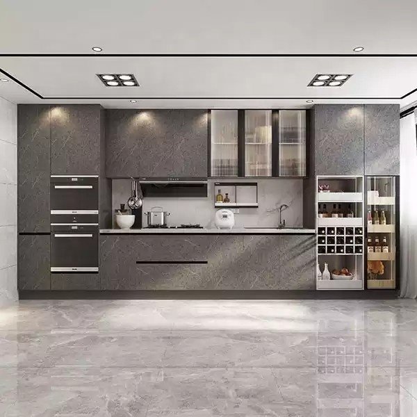 Surface Economical Particle Board American Wooden Self Assemble Kitchen Cabinets
