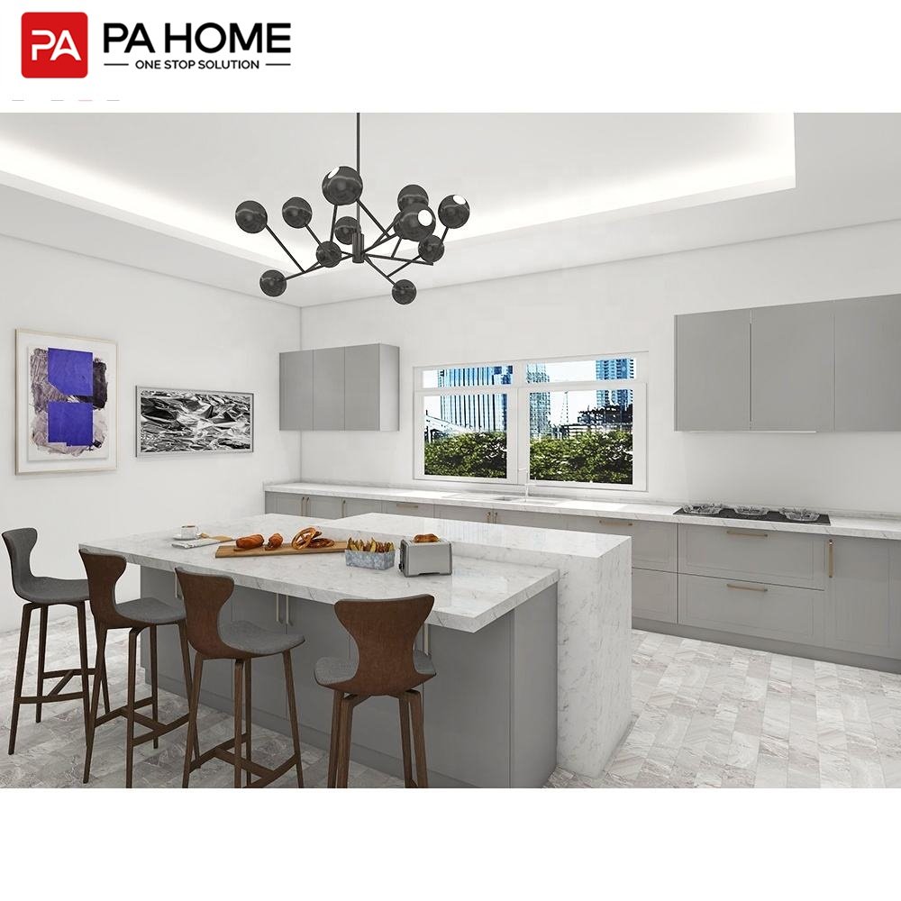 PA wood design light grey matt modern kitchen furniture