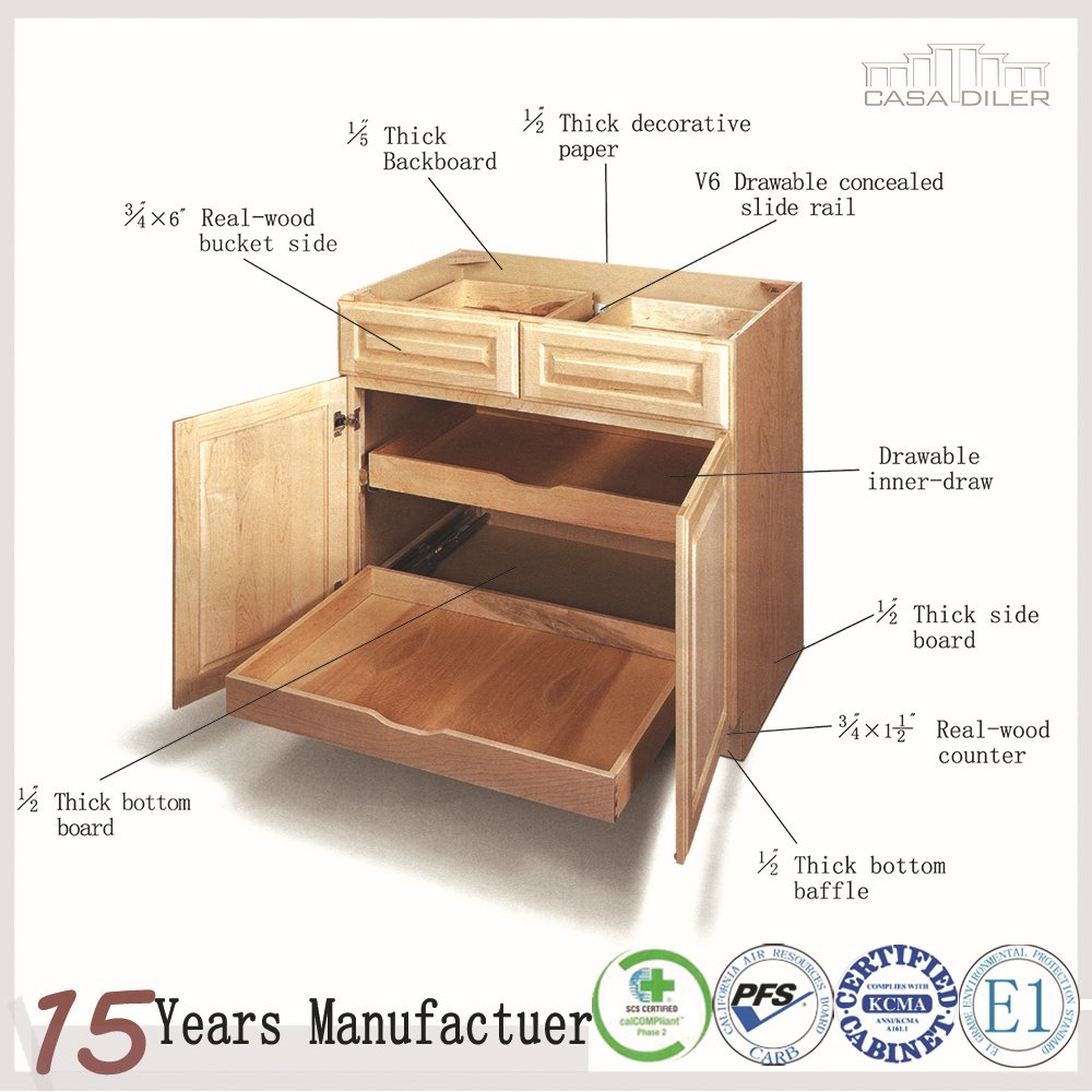 Kitchen Cabinets & Accessories Modern Wholesale American Solid Wood Gray RTA Shaker Kitchen Cabinets