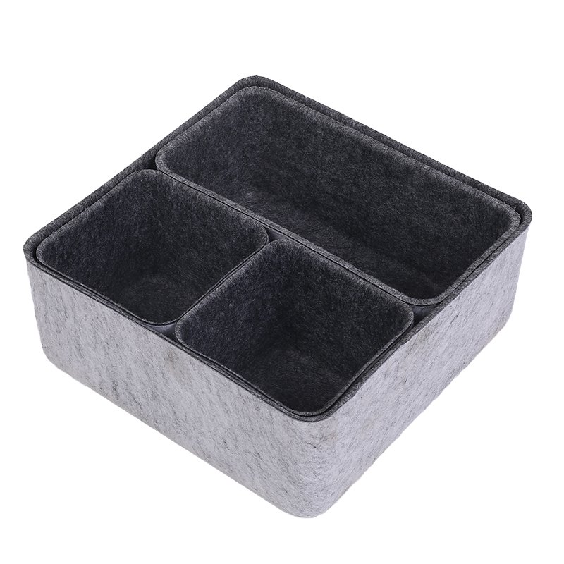 Wholesale hot sale Design Integrated Felt Storage Box 4pcs felt drawer organizer dividers storage boxes custom toy box
