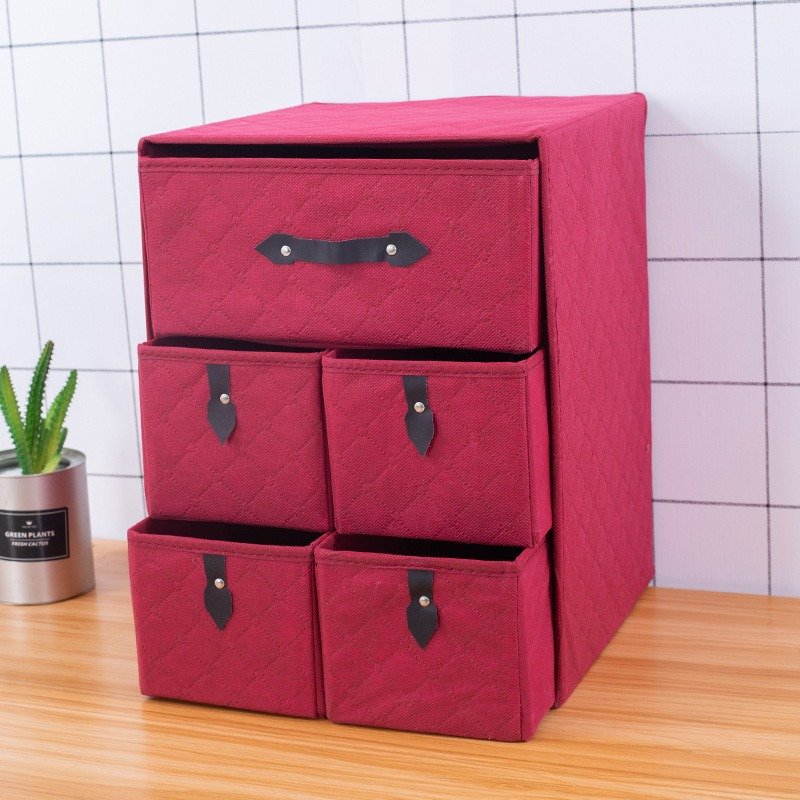 New Custom Logo Fabric Collapsible Cube Folding Drawer Box Thickened Non-woven Fabric Clothes Storage Organizer Box For Sale