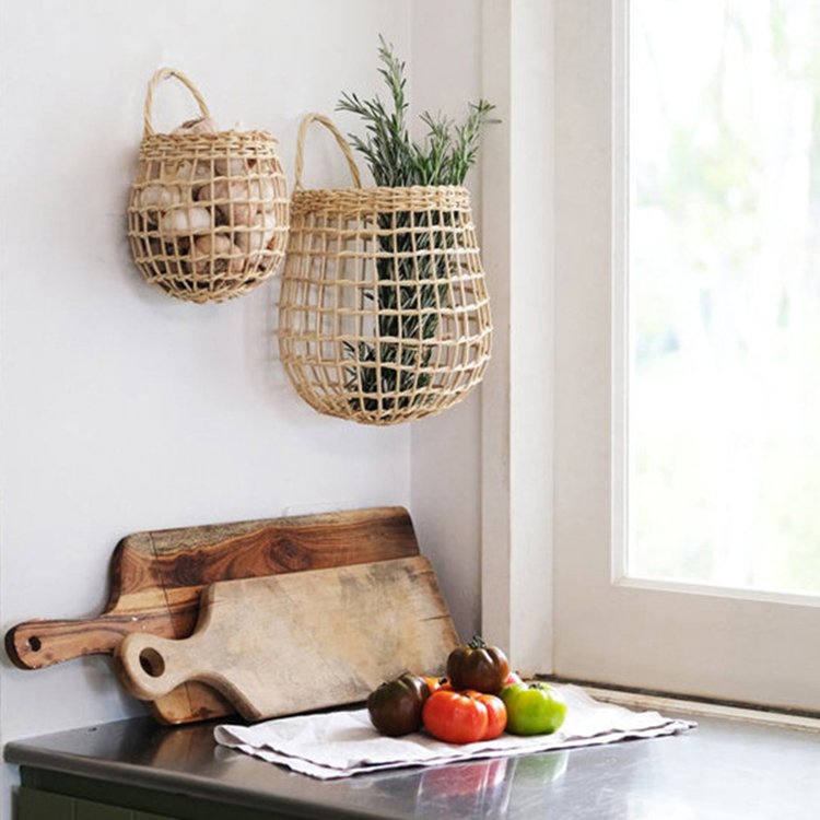 2024 Hot selling eco-friendly Kitchen Basket for Home Decor Hanging Wall Vegetable Fruit Baskets