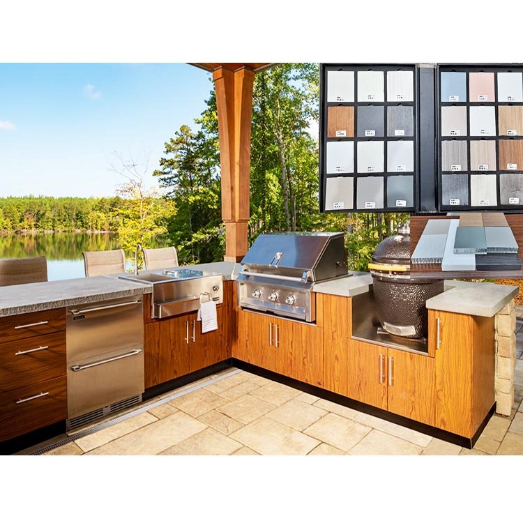 Waterproof Fireproof Wood Finish Extruded Honeycomb Aluminium Board Kitchen Cabinet Outdoor BBQ Cheaper Than Stainless Steel