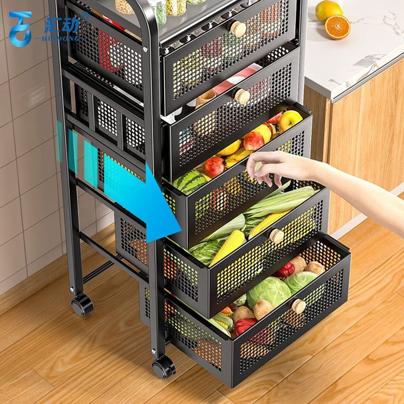 Kitchen multilayer Vegetable Fruit Food Removable Basket Shelf Microwave Oven Condiments Multifunctional Drawer Storage rack