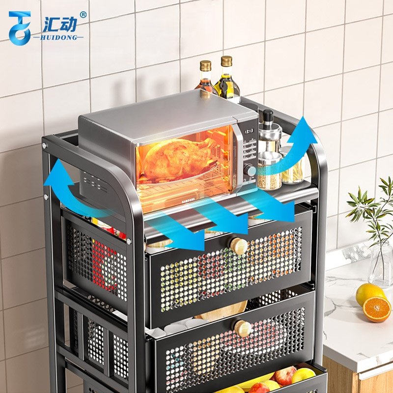 Kitchen multilayer Vegetable Fruit Food Removable Basket Shelf Microwave Oven Condiments Multifunctional Drawer Storage rack