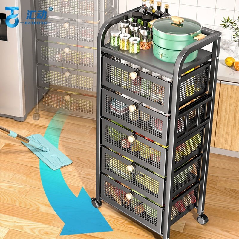 Kitchen multilayer Vegetable Fruit Food Removable Basket Shelf Microwave Oven Condiments Multifunctional Drawer Storage rack