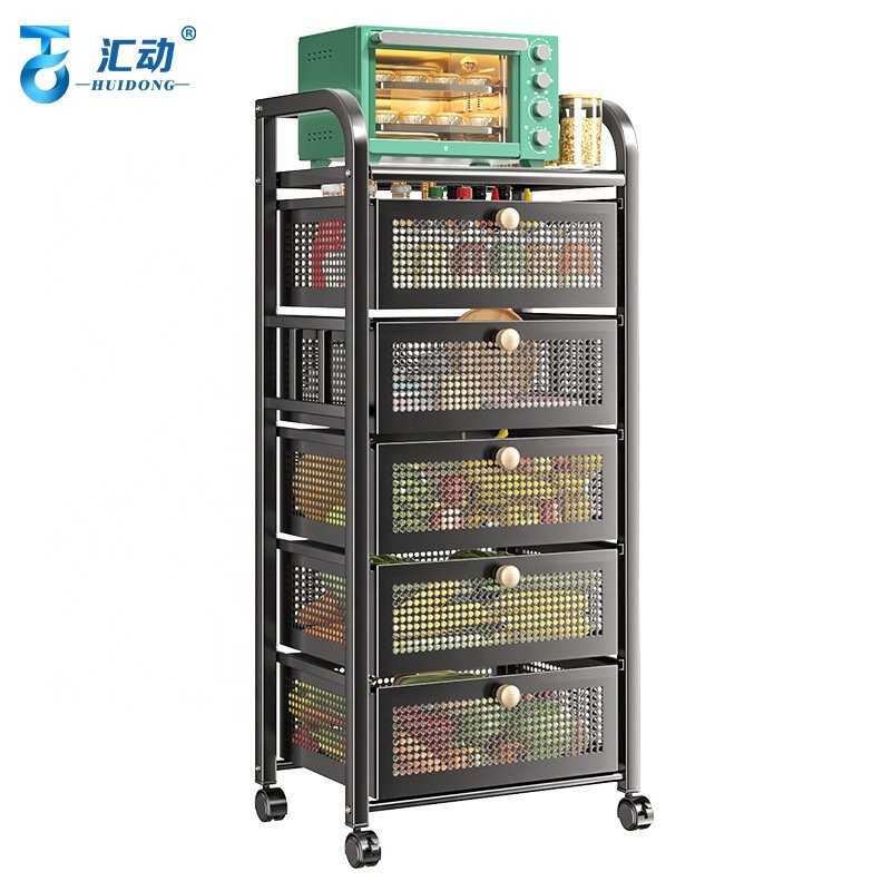 Kitchen multilayer Vegetable Fruit Food Removable Basket Shelf Microwave Oven Condiments Multifunctional Drawer Storage rack