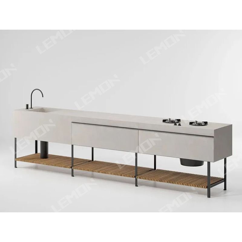 Affordable Modern Stainless Steel Pantry Outdoor Kitchen Cabinets Modern Designs Kitchen with Stove Sink Faucet