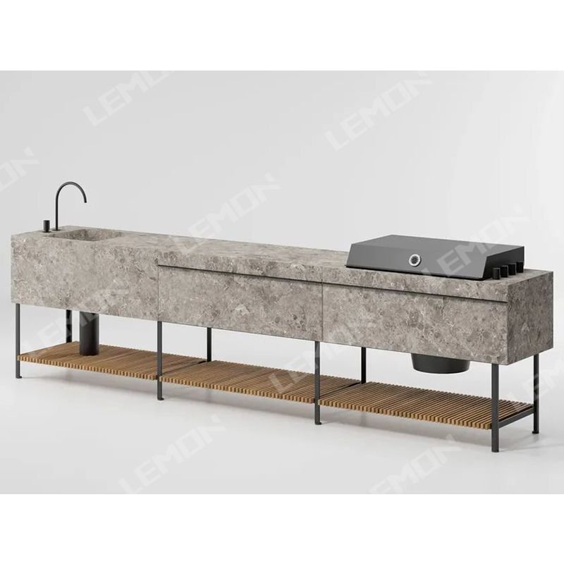 Affordable Modern Stainless Steel Pantry Outdoor Kitchen Cabinets Modern Designs Kitchen with Stove Sink Faucet