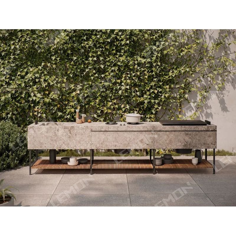 Affordable Modern Stainless Steel Pantry Outdoor Kitchen Cabinets Modern Designs Kitchen with Stove Sink Faucet