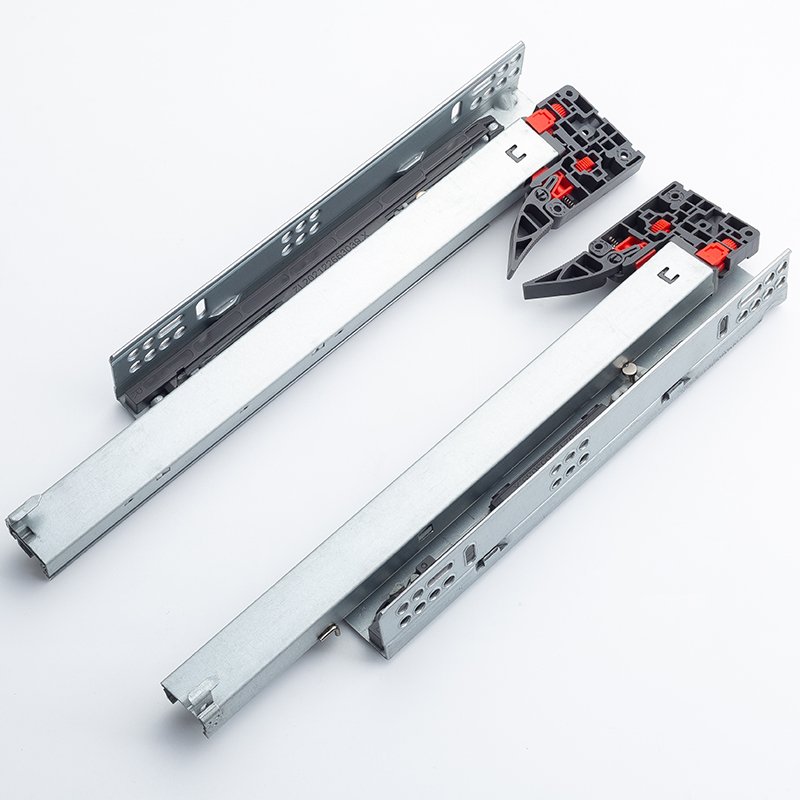 3 Fold Damper Basket Hidden Telescopic Rail Push To Open Soft Close Drawer Slide With 2D Handles