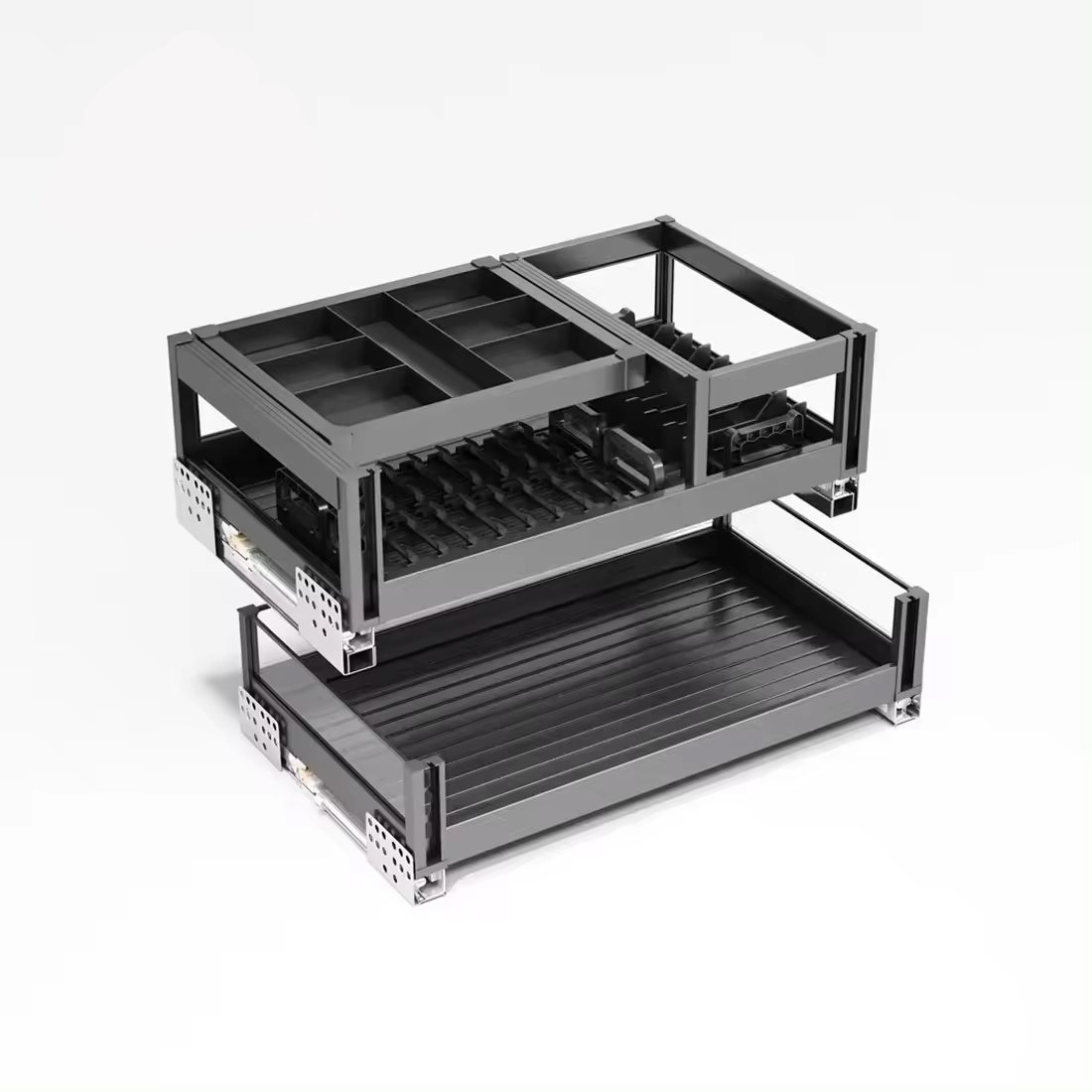 ComSol Aluminum Alloy Kitchen Drawer Basket Dish Rack Pull-out Metal Basket For Kitchen Cabinet Pull Out Cabinet Organizer