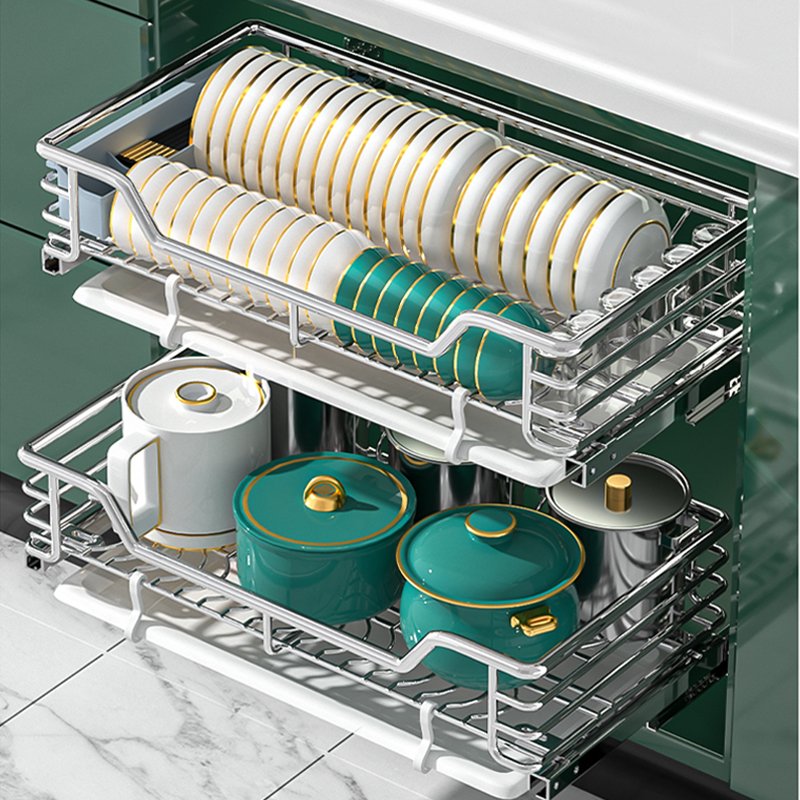 Easy Access Pull Out Kitchen Cabinet Pots Drawer Organizer Basket Heavy Duty Slide Out Drawer Kitchen Cabinet Organizers