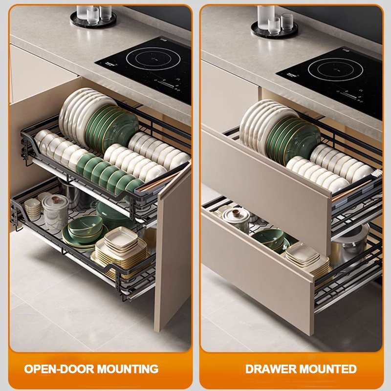 Easy Access Pull Out Kitchen Cabinet Pots Drawer Organizer Basket Heavy Duty Slide Out Drawer Kitchen Cabinet Organizers