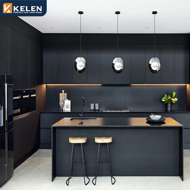 KELEN 2024 kitchen cabinet custom mdf supplier american modular modern wood furniture kitchen cabinet
