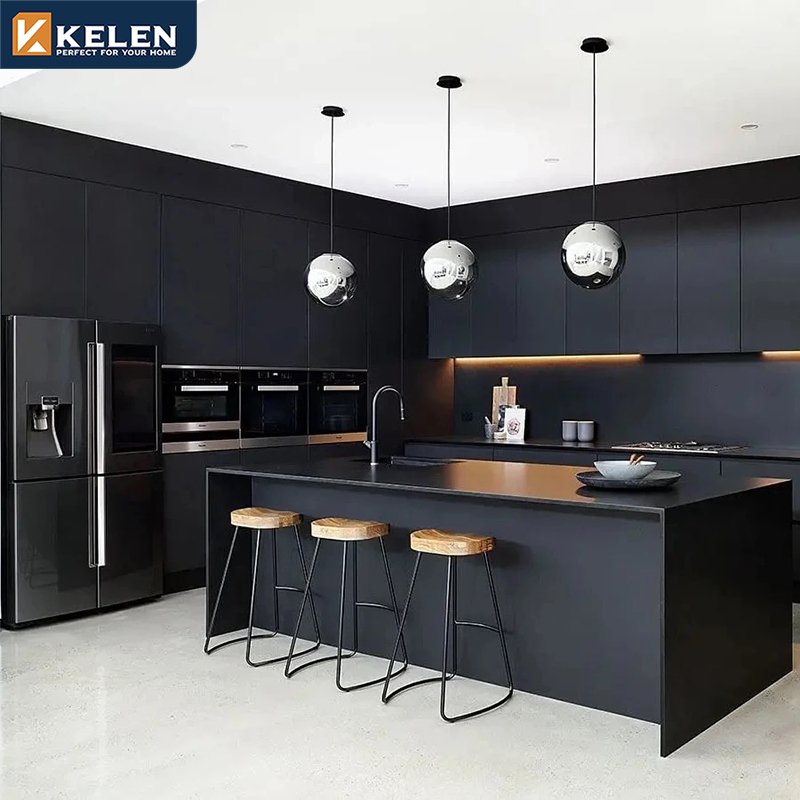 KELEN 2024 kitchen cabinet custom mdf supplier american modular modern wood furniture kitchen cabinet
