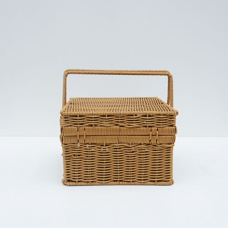 Wicker Willow Picnic Basket Hamper Shopping Vintage Basket with Lid and Handle for Camping for picnic
