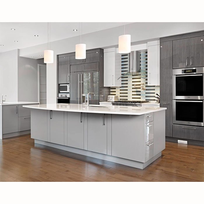 Modern solid wood island design furniture set European style ready made kitchen cabinets price