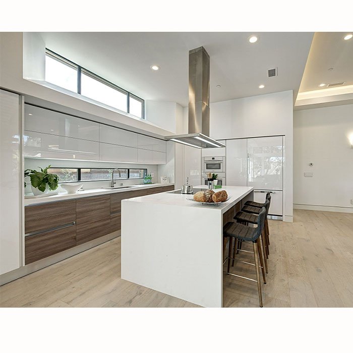 Modern solid wood island design furniture set European style ready made kitchen cabinets price