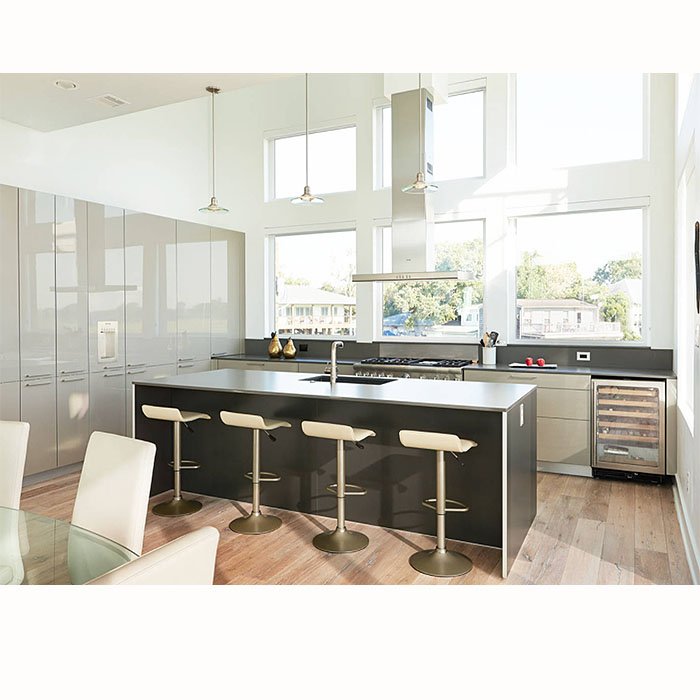Modern solid wood island design furniture set European style ready made kitchen cabinets price