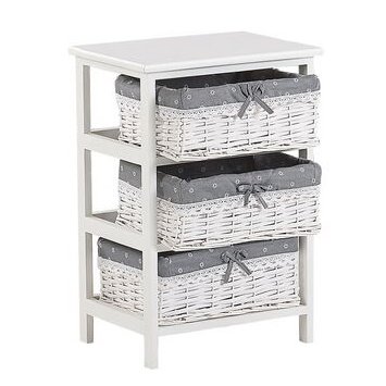 2022 Trending Living Room Cabinets White 3 Drawer Wooden Storage Chest with Basket Drawers