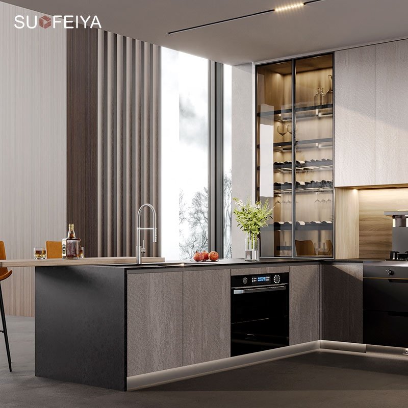 Suofeiya New Arrivals Modern USA White PVC Home Handle Free Cupboard Kitchen Cabinet Design in Foshan