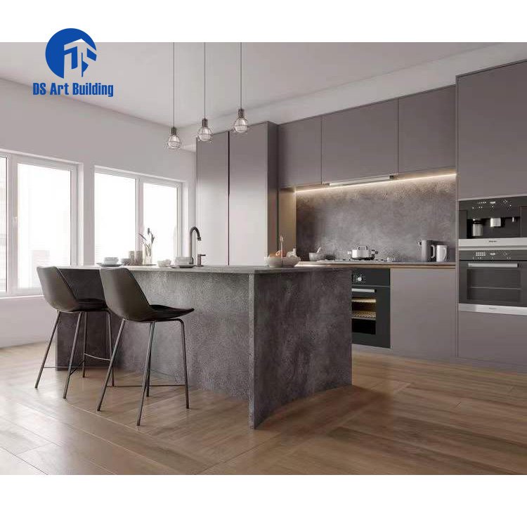 DS European Style 3D Design Black Gray White Glossy Kitchen Cabinets for Residential House Project