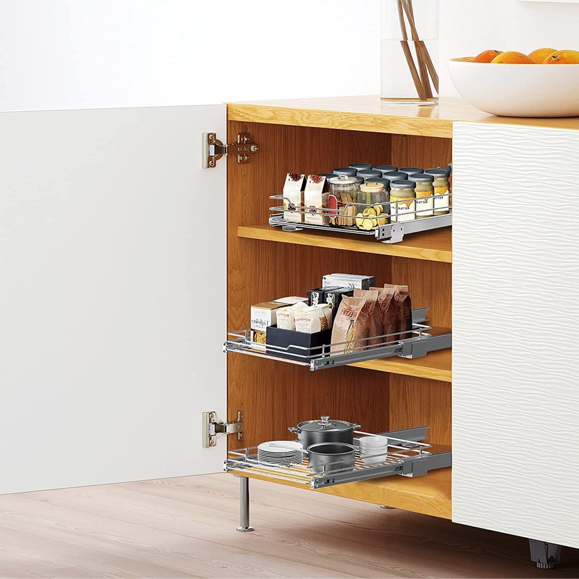 Kitchen Organizer Pull Out Under Cabinet Sliding Shelf Sink Tray Pull Out Cabinet Drawer Organizer Pantry Spice basket Rack