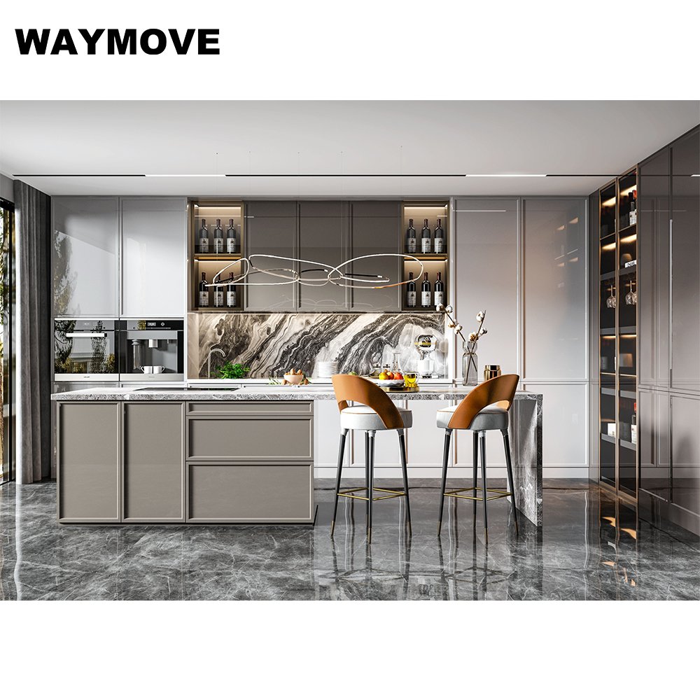 WAYMOVE Modern Luxury Double Bowl Kitchen Sink 202 Acrylic Cabinet Modern Luxury Kitchen Appliances Apartment Includes Hinge