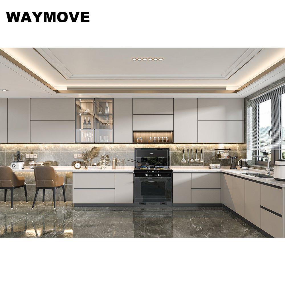 WAYMOVE Modern Luxury Double Bowl Kitchen Sink 202 Acrylic Cabinet Modern Luxury Kitchen Appliances Apartment Includes Hinge