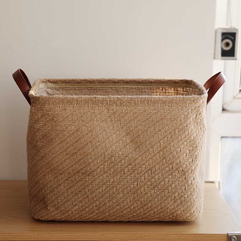 New products Jute canvas handmade foldable dense stitches dirty clothes basket for laundry Household