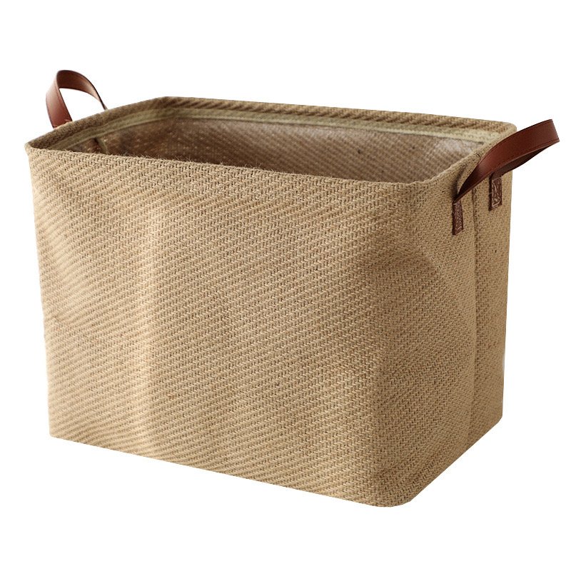 New products Jute canvas handmade foldable dense stitches dirty clothes basket for laundry Household