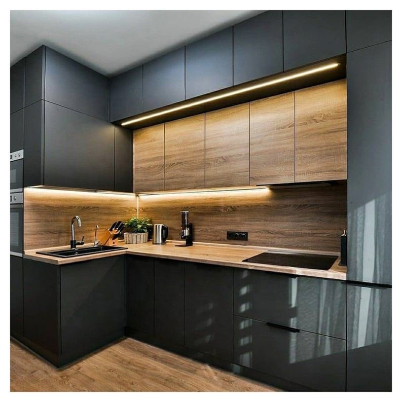 High Gloss Solid Wood Kitchen Design Cabinets Set Furniture Custom Rta Modern Pvc Glossy White Modular Kitchen Cabinet