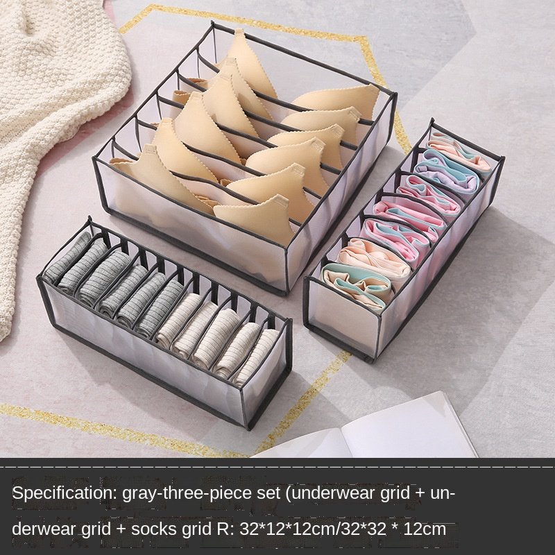 Dormitory closet organizer for socks home separated underwear storage box 7 grids bra organizer foldable drawer organizer