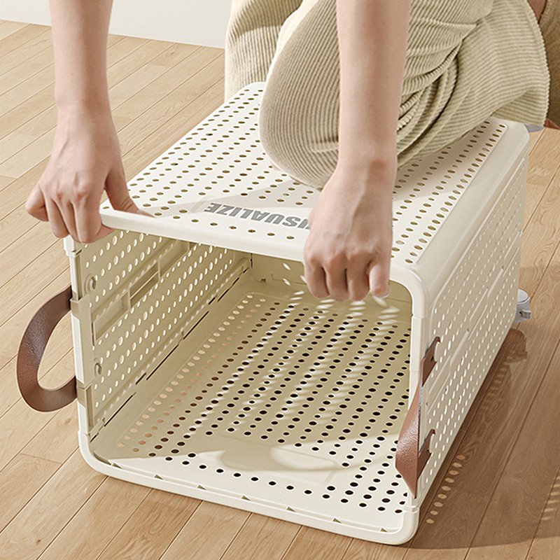 Collapsible Dirty Clothes Storage Basket Bins Foldability Plastic Bathroom Laundry Storage Basket Organizer With Handle