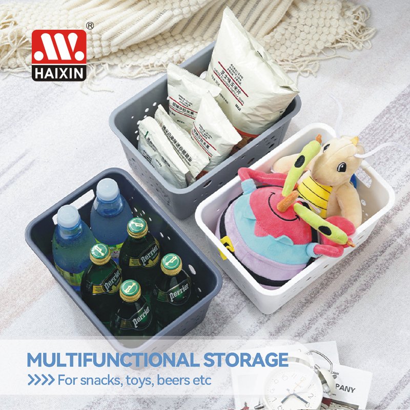 Plastic Cosmetic Storage Box Bedroom Living Room Sundries Organizing Kitchen Multipurpose Desktop Basket with Handle