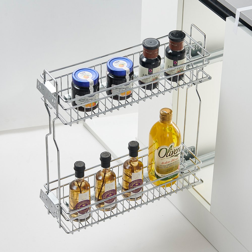 Kitchen Accessories 2 Layer Multifunctional Slide Out Bottle Storage Basket