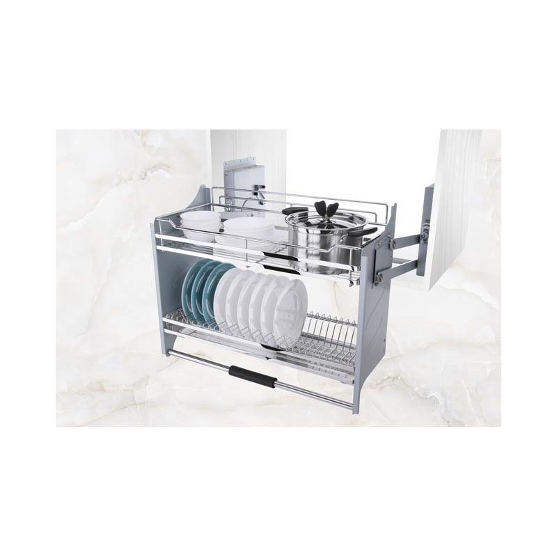 WELLMAX Silver Color Kitchen Cabinet Chrome Wall Cabinet Afterburner Pull Down Basket