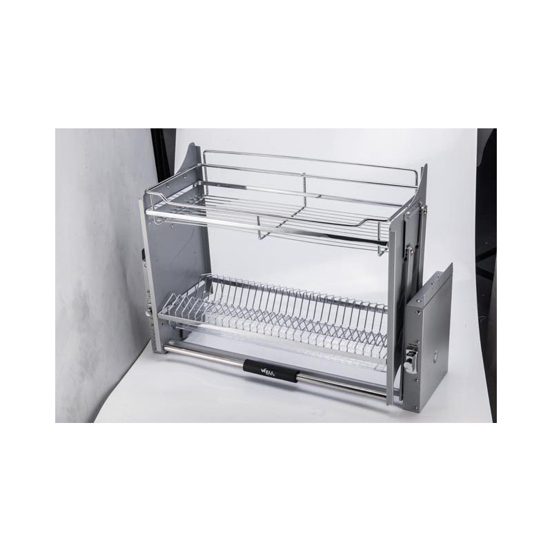 WELLMAX Silver Color Kitchen Cabinet Chrome Wall Cabinet Afterburner Pull Down Basket