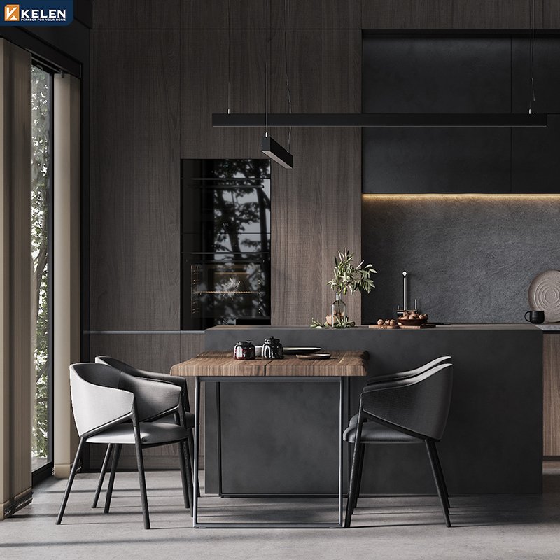 KELEN 2024 kitchen cabinet black supplier modular wood modern wood design furniture kitchen cabinet