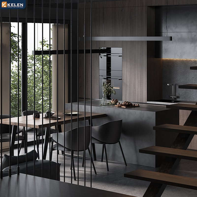 KELEN 2024 kitchen cabinet black supplier modular wood modern wood design furniture kitchen cabinet