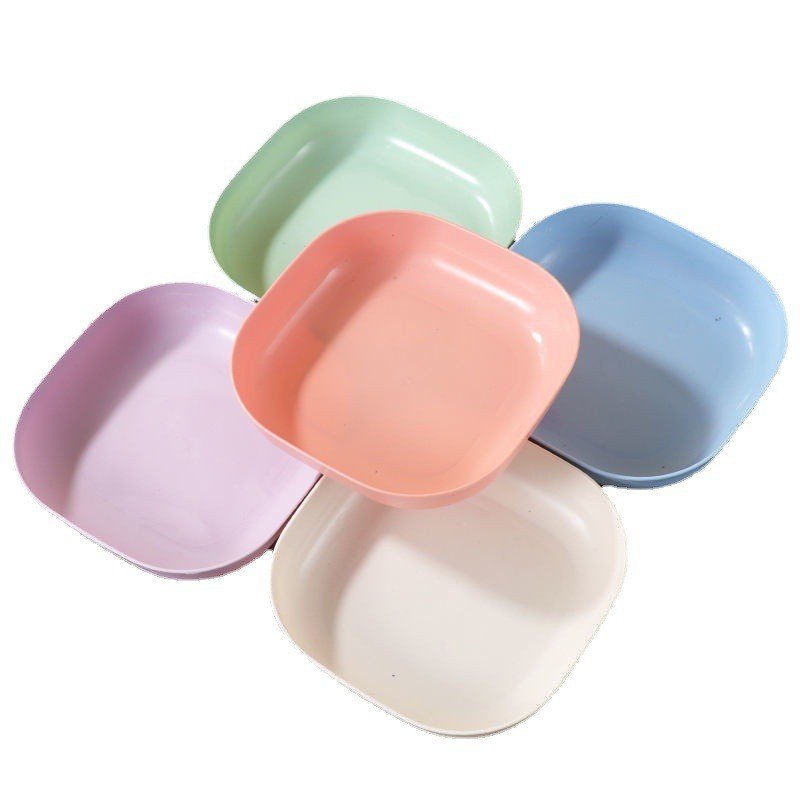 10pcs Dinnerware Set Fruit Candy Serveware Spit Bone Tray Non-toxin Snack Dishes Wheat Straw Plastic Plates