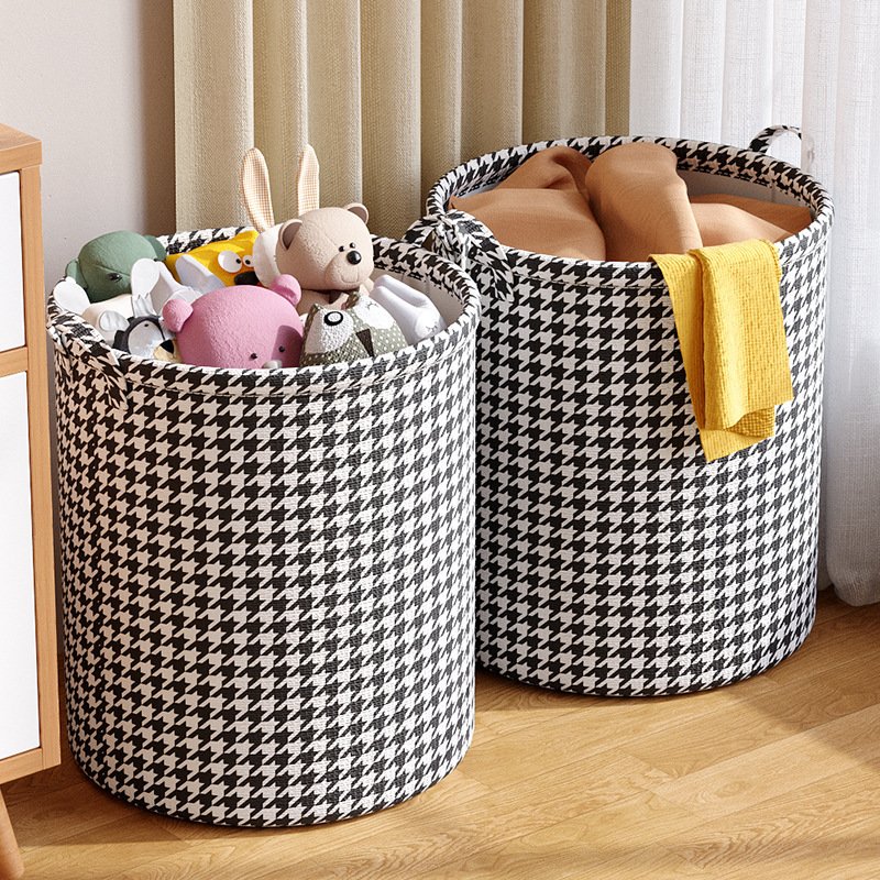 Children Toy Clothing Pants Storage Basket Hot Sale Household Foldable Large Capacity Round Shape Bathroom Cotton Linen ODM/OEM
