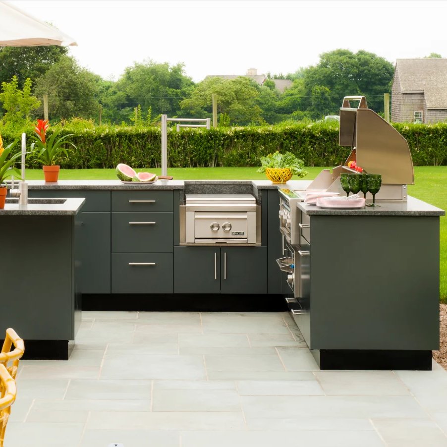 Modern Luxury Stainless Steel Courtyard Outdoor Kitchen Long Island with BBQ Grill