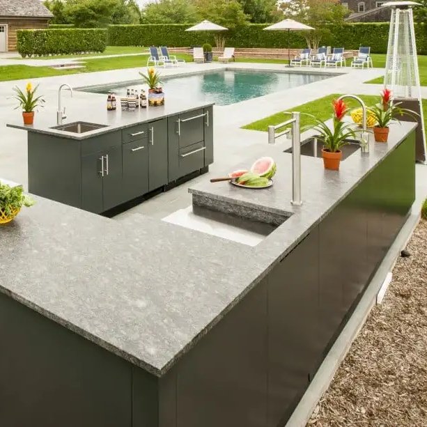 Modern Luxury Stainless Steel Courtyard Outdoor Kitchen Long Island with BBQ Grill