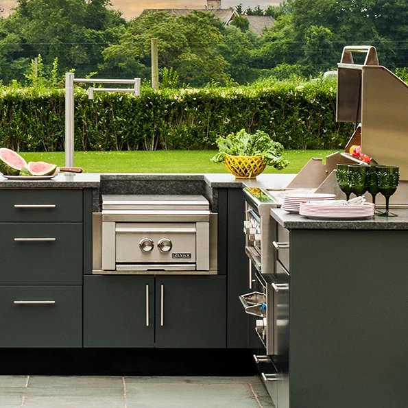 Modern Luxury Stainless Steel Courtyard Outdoor Kitchen Long Island with BBQ Grill