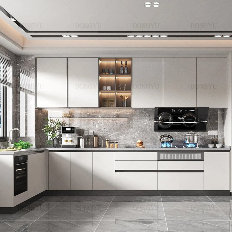 Modern Italian Style Luxury Cheap China Furniture Design Sets Island Melamine Solid Wood Kitchen Cabinets