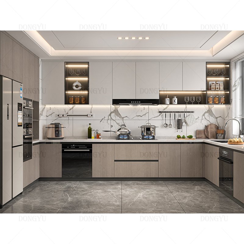 Modern Italian Style Luxury Cheap China Furniture Design Sets Island Melamine Solid Wood Kitchen Cabinets