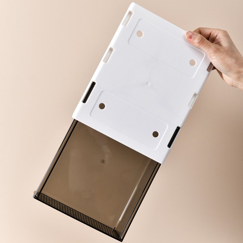 Hidden drawer office stackable storage organizer drawer self-adhesive stationery storage box for desk