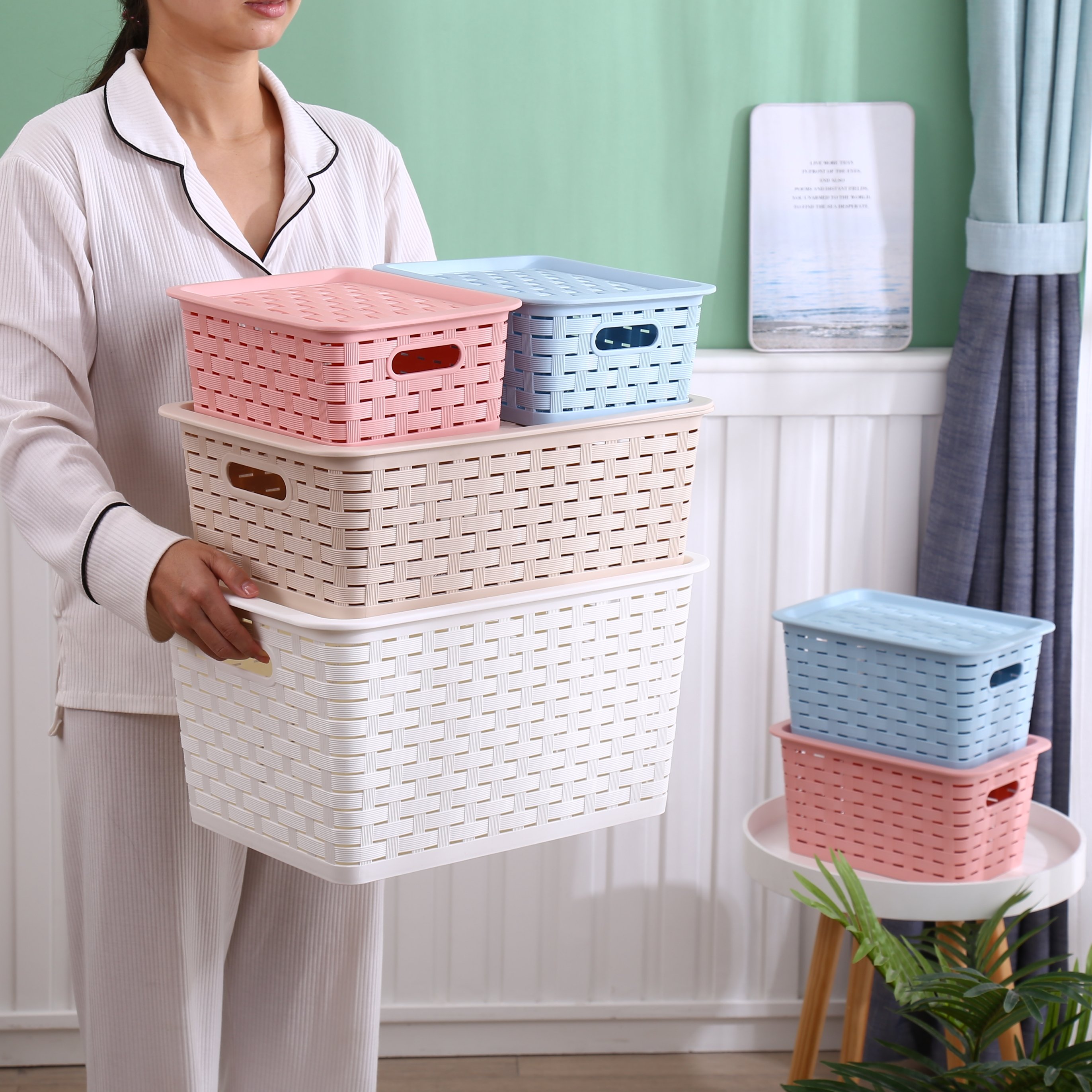 Big capacity storage bins drawer organizer plastic storage box plastic bin toy organizer storage basket with 3.5L/5.5L/11L/19.5L
